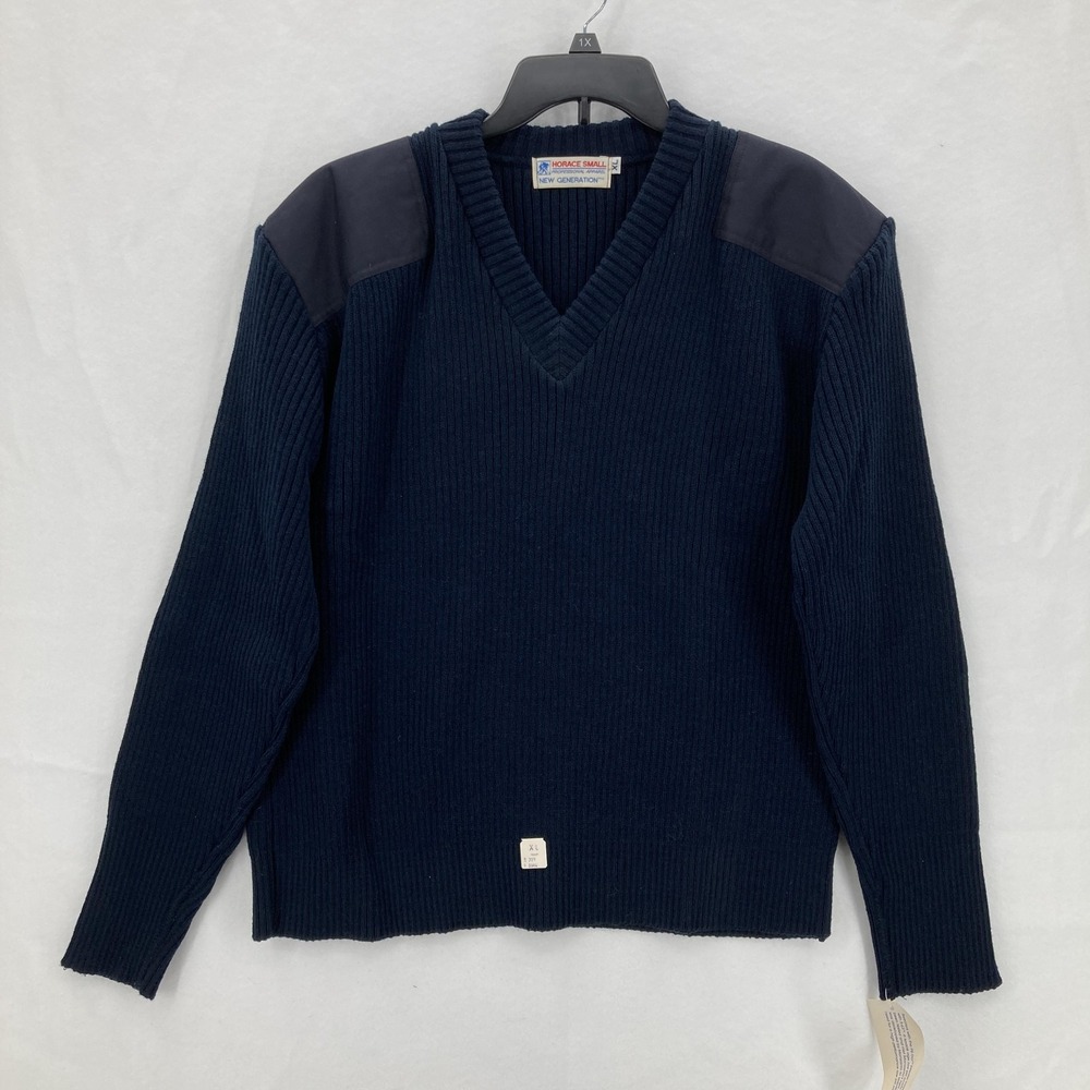 Horace Small Sweater Mens XL Navy Blue Pil-Trol Acrylic Wool V Neck Uniform USA